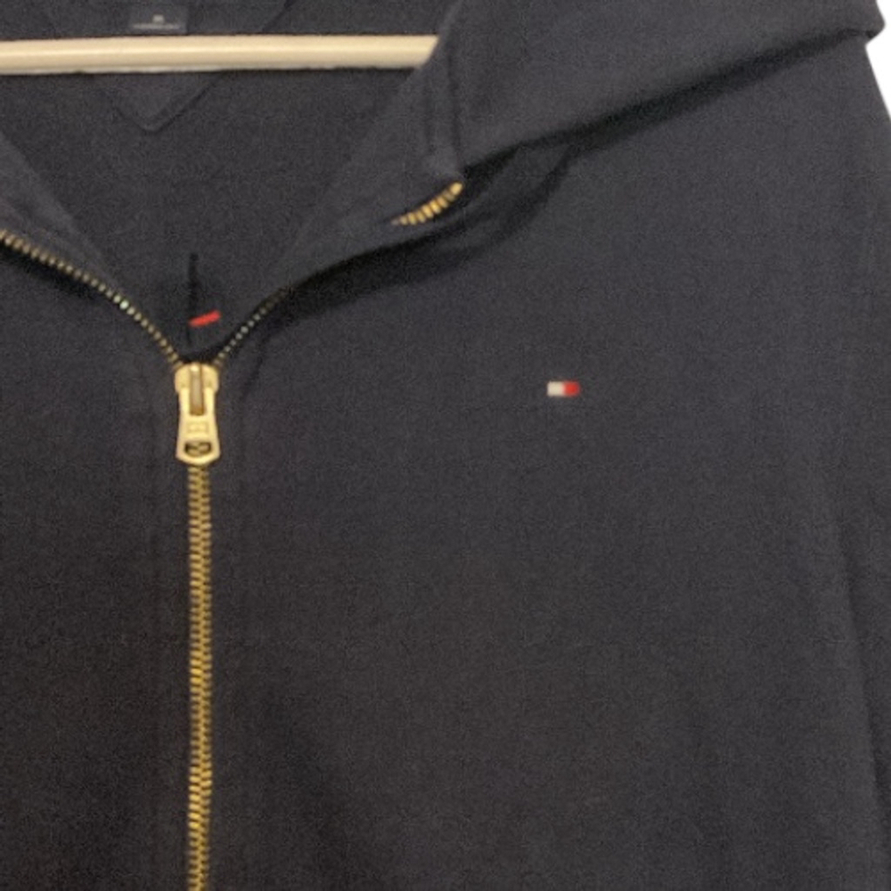 Tommy Hilfiger vintage Navy White Full gold Zip Hoodie M - Picture 4 of 11